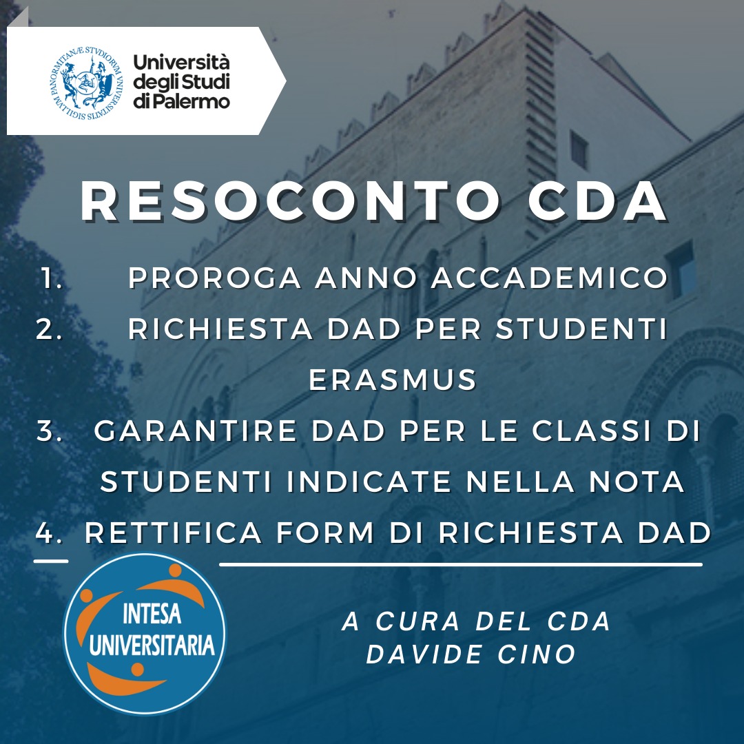 Cda Unipa 24/02/2022: Ecco il resoconto del CdA a cura del Consigliere Davide Cino!